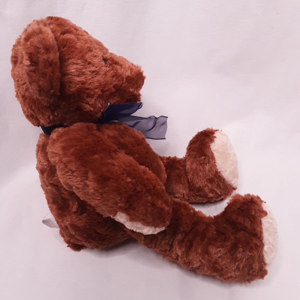 🖤Vintage 2002 Prince Plush Teddy Bear Caramel Brown With Purple Bow - Picture 4 of 8